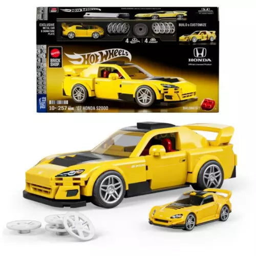 Mattel Brick Shop, Hot Wheels '07 Honda S2000, 257pc, yellow