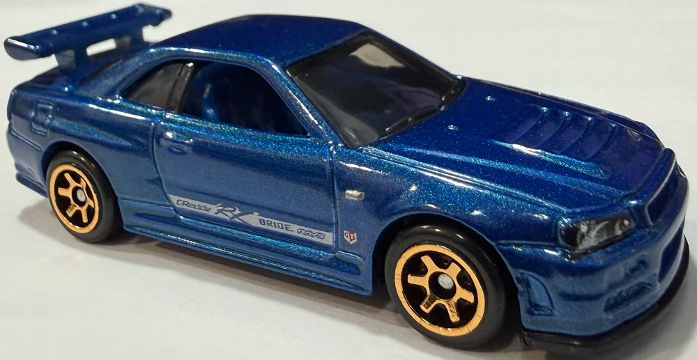 Hot Wheels 2026 #199/250, Nissan Skyline GT-R (BNR34), metalflake bayside blue