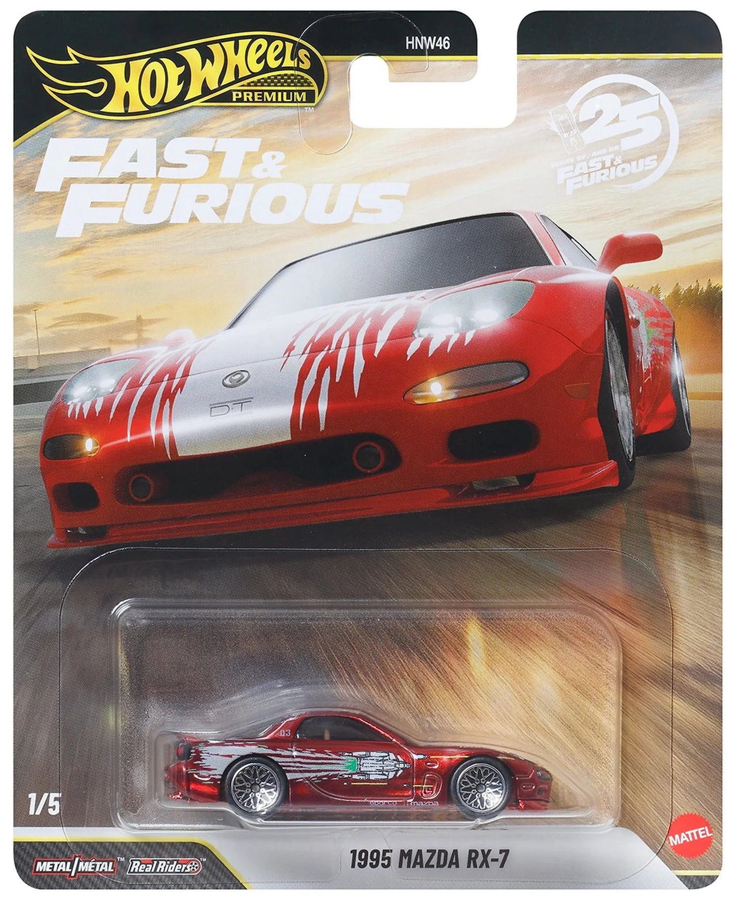 Hot Wheels 2026 Fast & Furious 25th Anniversary 1/5, 1995 Mazda RX-7, red