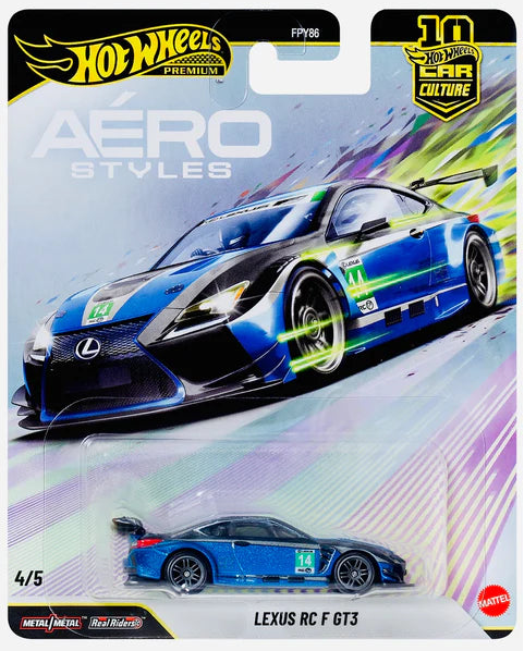 Hot Wheels 2026 Premium Aero Styles 4/5, Lexus RC F GT3, blue & black