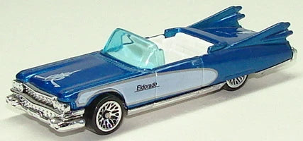Hot Wheels 1999 #1076, '59 Caddy/'59 Eldorado, PREOWNED/LOOSE, metallic blue (silver LW)