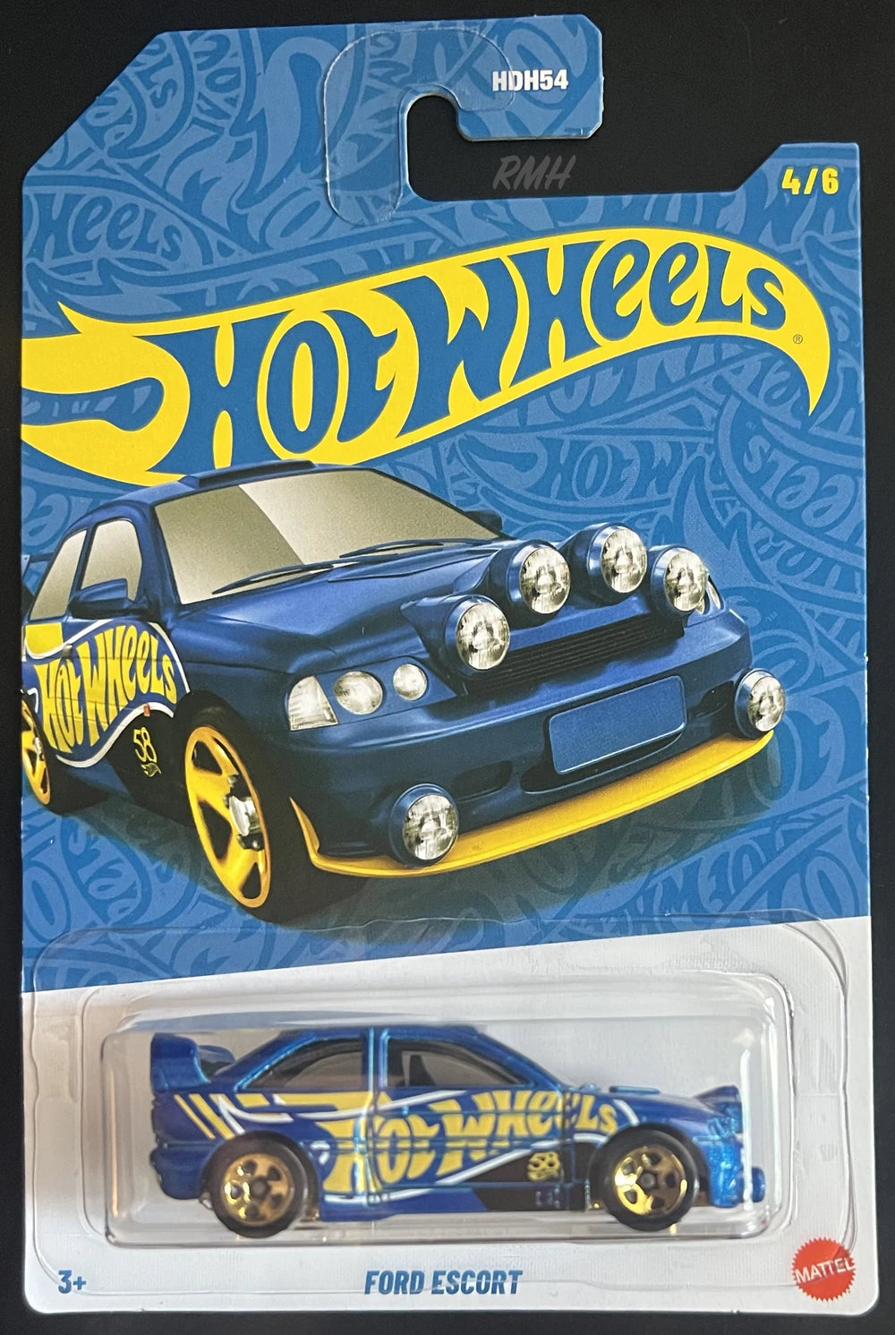 Hot Wheels 2026 58th Anniversary Mix 2 4/6, Ford Escort, blue and gold