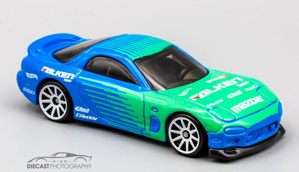 Hot Wheels 2022 #177/250 '95 Mazda RX-7, NEW/LOOSE, sky blue (Falken livery)