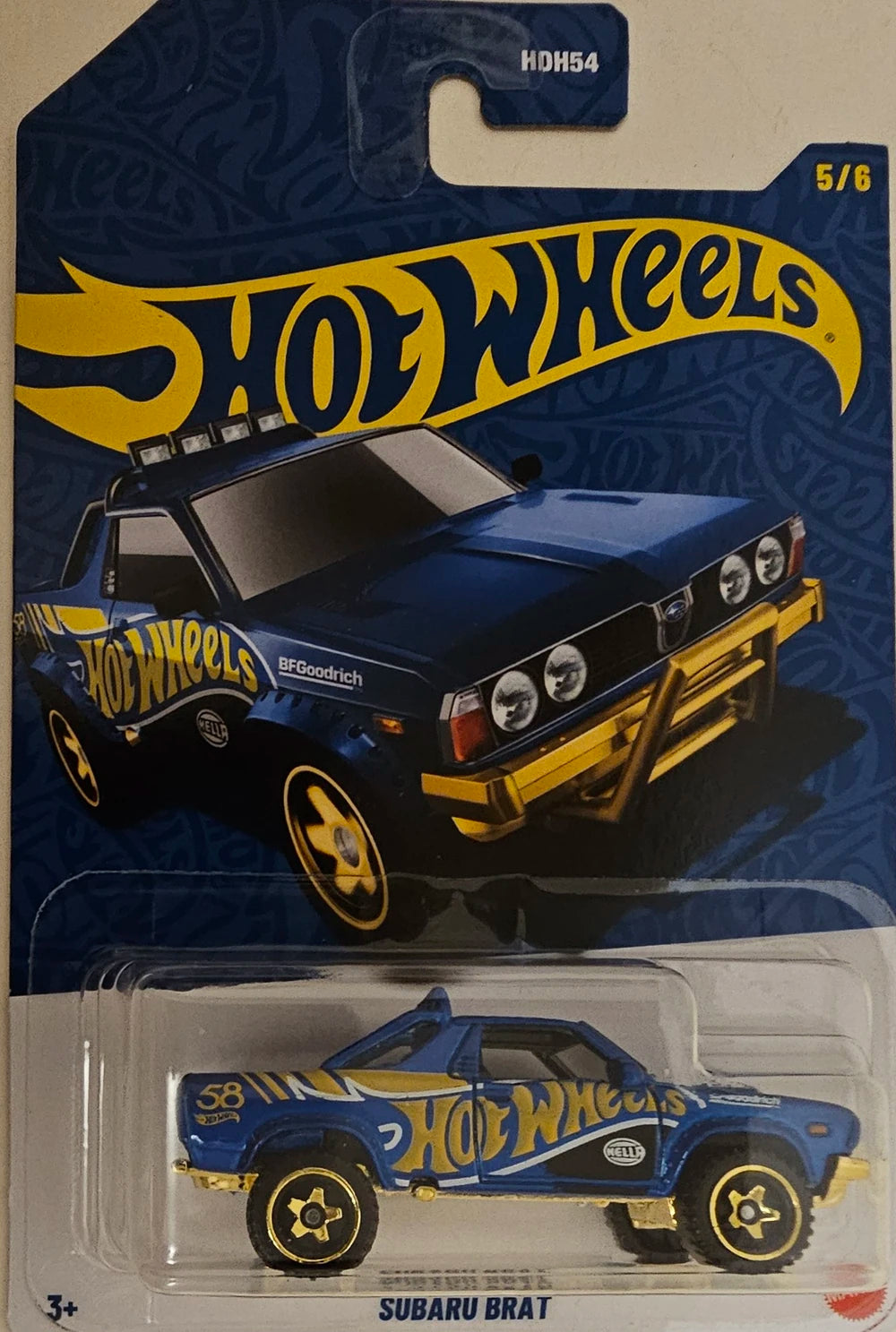 Hot Wheels 2026 58th Anniversary Mix A, 5/6 Subaru BRAT, blue and gold
