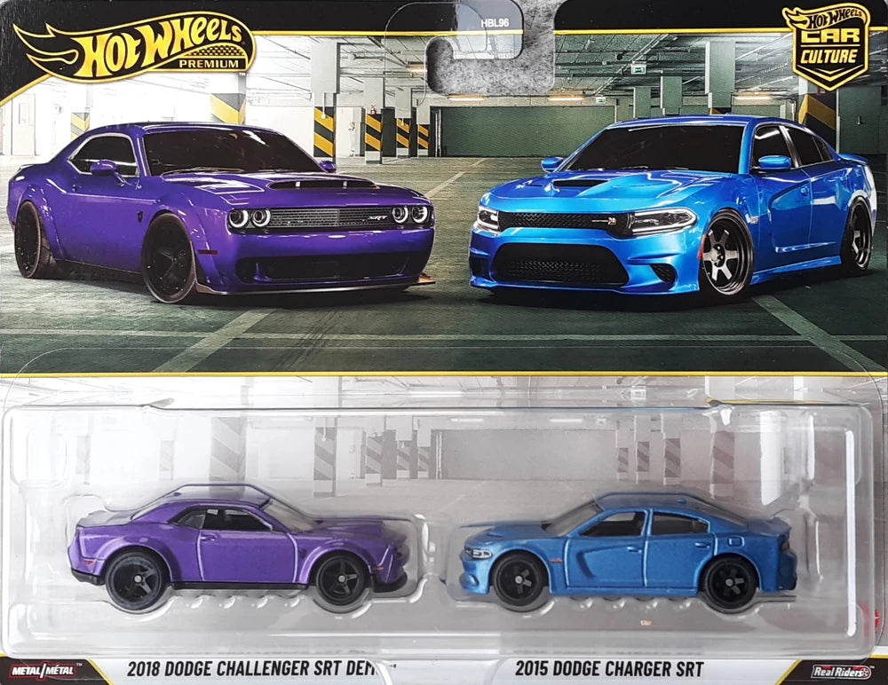 Hot Wheels 2026 Premium Car Culture 2-Pack, 2018 Dodge Challenger SRT Demon & 2015 Dodge Charger SRT