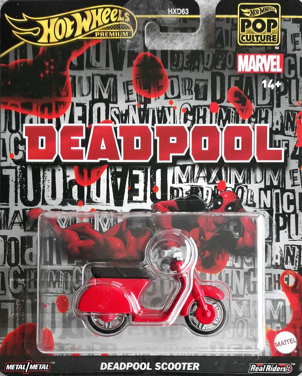 Hot Wheels 2025 Pop Culture Mix 3, Deadpool Scooter, red
