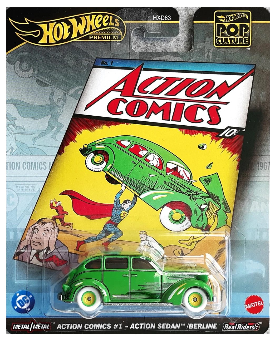 Hot Wheels 2025 Pop Culture Mix 5, Action Comics #1 - Action Sedan, green