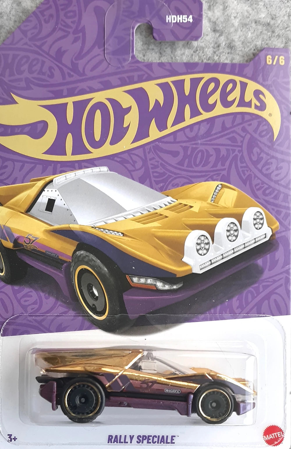 Hot Wheels 2025 57th Anniversary mix 2 6/6, Rally Speciale, CHASE, gold chrome