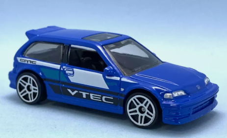 Hot Wheels 2025 #028/250 '90 Honda Civic EF, NEW/LOOSE, blue