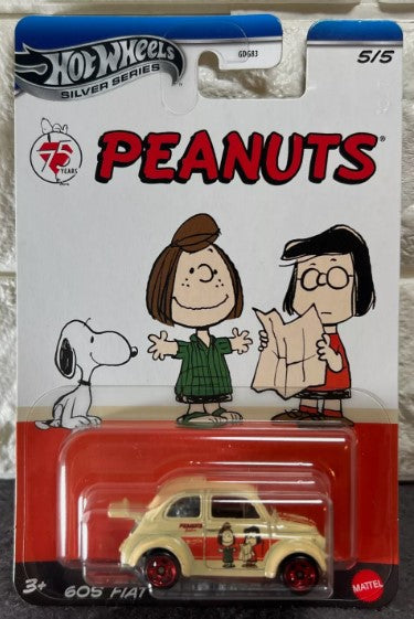Hot Wheels 2025 Peanuts #5/5, 60s Fiat 500D Modificado, cream