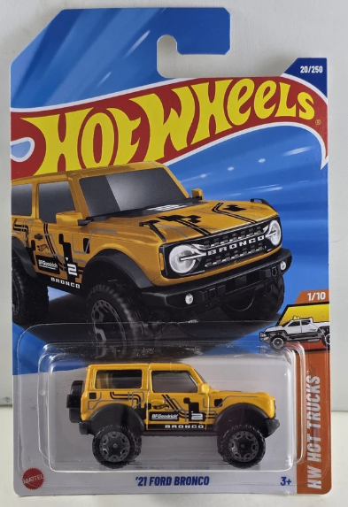 Hot Wheels 2025 #020/250 '21 Ford Bronco, metalflake yellow