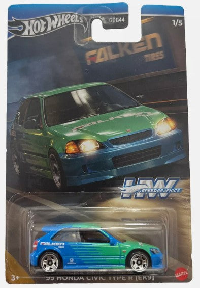 Hot Wheels 2024 Speed Graphics '99 Honda Civic Type R (EK9), Falken livery