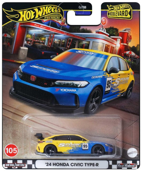 Hot Wheels Boulevard Series #105 '24 Honda Civic Type-R, blue/yellow