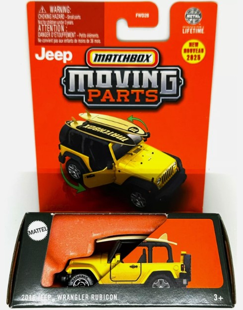 Matchbox 2025 Moving Parts 2016 Jeep Wrangler Rubicon, yellow