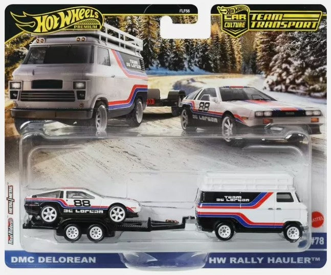 Hot Wheels Car Culture Team Transport #78 DMC Delorean & HW Rally Hauler