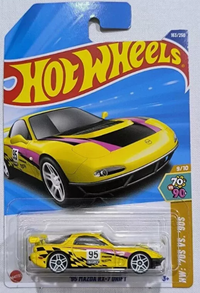 Hot Wheels 2025 #163/250 '95 Mazda RX-7 Drift, yellow