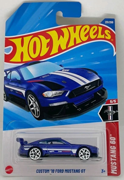 Hot Wheels 2025 #211/250 Custom '18 Ford Mustang GT, blue