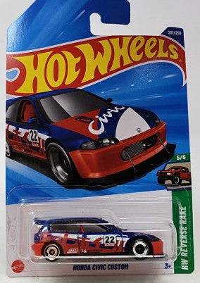 Hot Wheels 2025 #201/250 Honda Civic Custom, red/white/blue