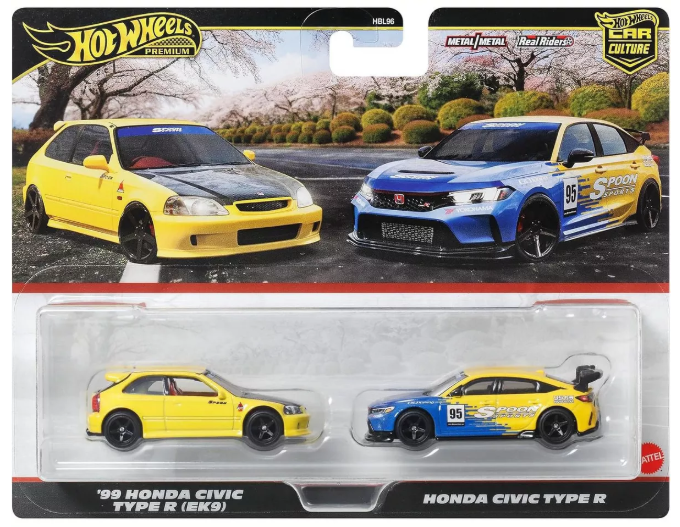 Hot Wheels Premium 2-pack '99 Honda Civic Type R (EK9) & Honda Civic Type R