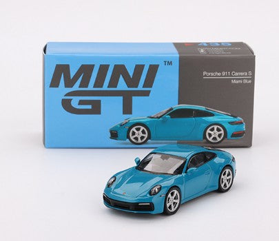 Mini GT #435 Porsche 911 Carrera S, NEW/LOOSE, Miami blue