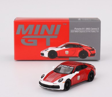 Mini GT #699 Porsche 911 (992) Carrera S, 2023 IMSA Daytona Safety Car, NEW/LOOSE, red