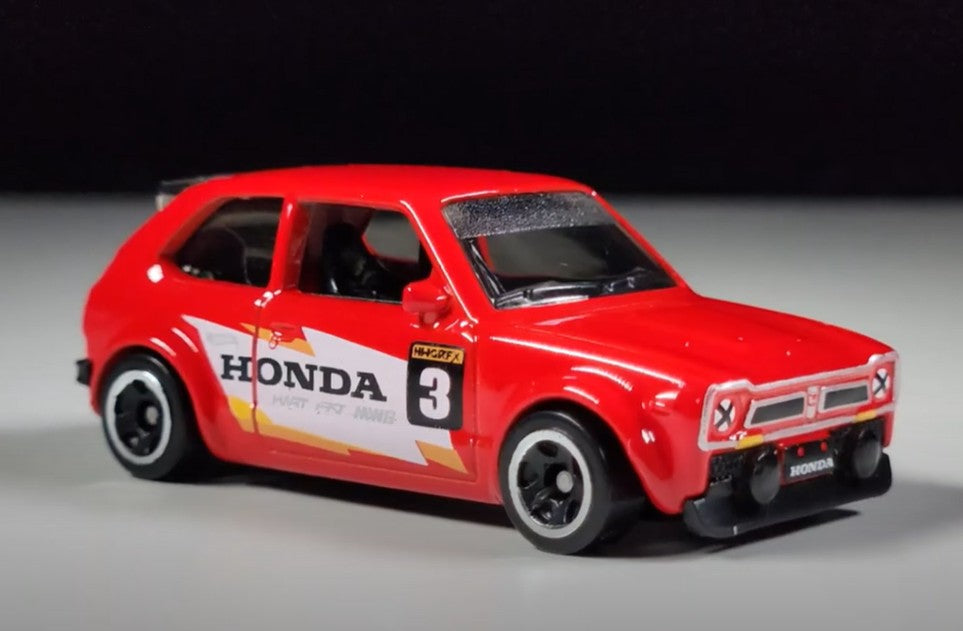 Hot Wheels 2025 #231/250 '73 Honda Civic Custom, NEW/LOOSE, red