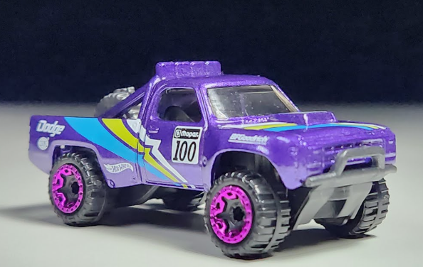 Hot Wheels 2024 #038/250 '87 Dodge D100, RETAILER EXCLUSIVE, NEW/LOOSE, polished purple