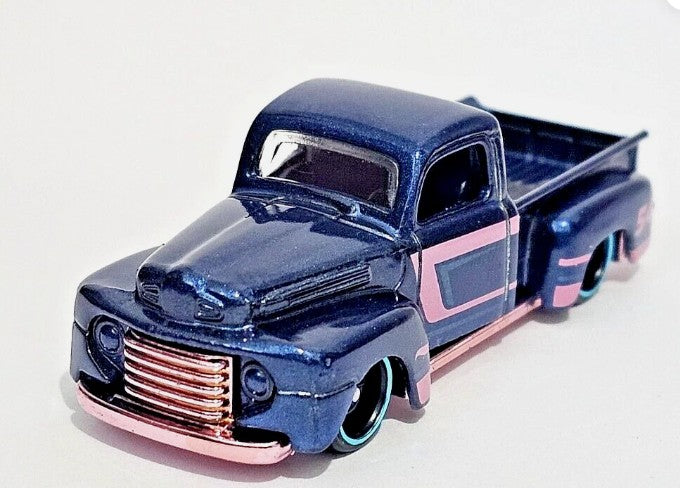 Hot Wheels 2022 54th Anniversary Pink & Blue 1/5, '49 Ford F1, NEW/LOOSE, metalflake dark blue