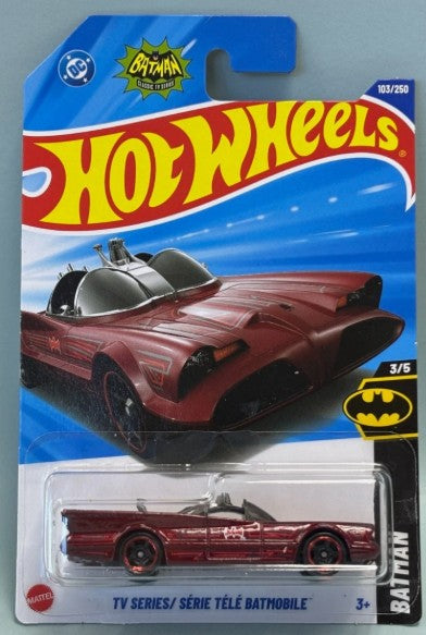 Hot Wheels 2025 #103/250 TV Series Batmobile, dark red