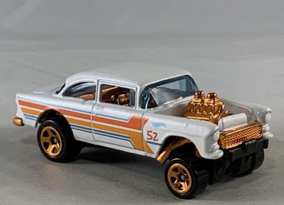 Hot Wheels 2020 52nd Anniversary '55 Chevy Bel Air Gasser, NEW/LOOSE, white