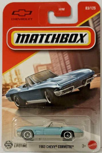 Matchbox 2025 #083/125 1963 Chevy Corvette, metalflake light blue