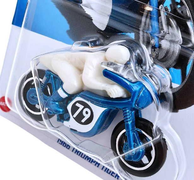 Hot Wheels 2024 #190/250 1966 Triumph Tiger 100, NEW/LOOSE, blue