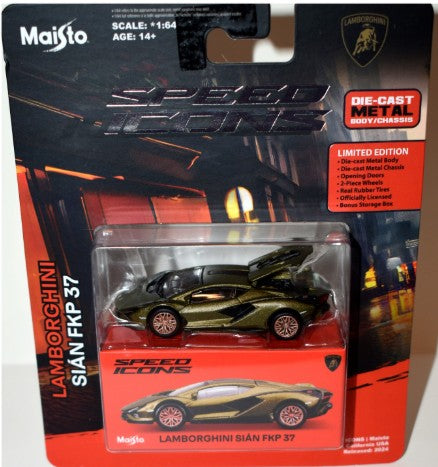 Maisto 2025 Speed Icons Lamborghini Sian FKP 37, matte dark olive