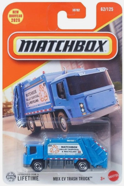 Matchbox 2025 #062/100 MBX EV Trash Truck, blue