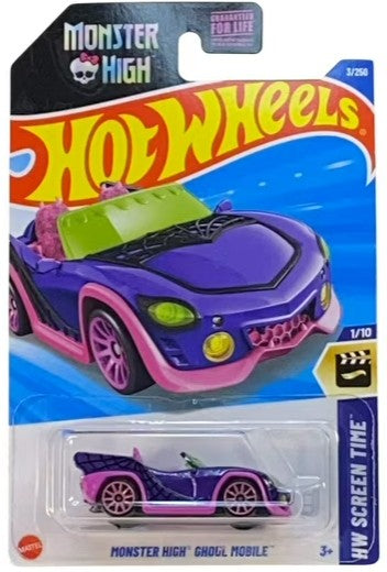 Hot Wheels 2025 #003/250 Monster High Ghoul Mobile, metalflake purple