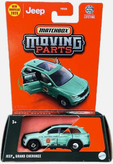 Matchbox 2025 Moving Parts Jeep Grand Cherokee, National Parks mint green