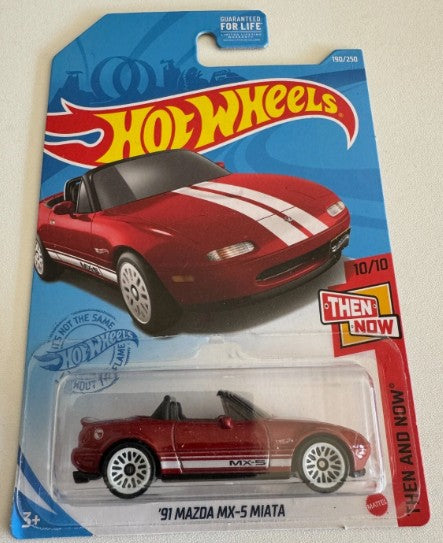 Hot Wheels 2021 #190/250 '91 Mazda MX-5 Miata, TREASURE HUNT, red