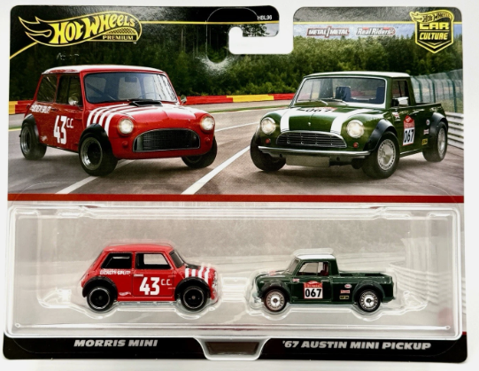 Hot Wheels 2025 Premium 2-Pack, Morris Mini & '67 Austin Mini Pickup