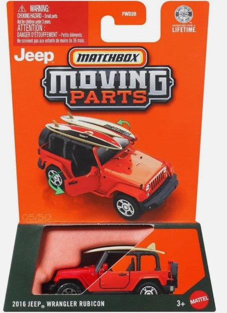 Matchbox 2026 Moving Parts, 2016 Jeep Wrangler Rubicon, red