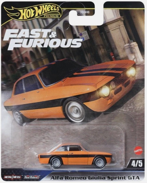 Hot Wheels 2025 Premium Fast & Furious K Assortment 4/5, Alfa Romeo Giulia Sprint GTA, orange