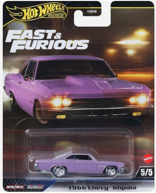 Hot Wheels 2025 Premium Fast & Furious K Assortment 5/5, 1966 Chevy Impala, purple