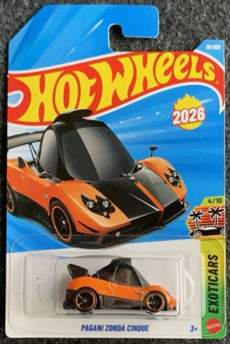 Hot Wheels 2026 #026/250, Pagani Zonda Cinque (Toon'd), orange