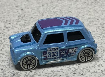 Hot Wheels 2017 #231/365, Mini Cooper, PREOWNED/LOOSE, metalflake light blue