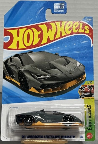 Hot Wheels 2026 #002/250, '16 Lamborghini Centenario Roadster, eBay EXCLUSIVE, grey