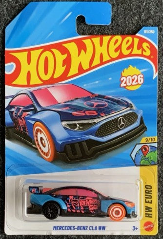 Hot Wheels 2026 #181/250, Mercedes-Benz CLA HW, metalflake denim blue
