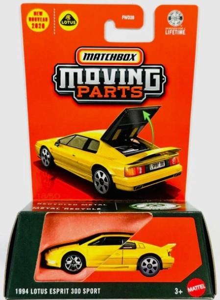 Matchbox 2026 Moving Parts, 1994 Lotus Esprit 300 Sport, yellow