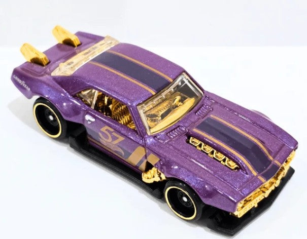 Hot Wheels 2025 57th Anniversary Mix B, 1/6, Custom '68 Camaro, NEW/LOOSE, purple & gold
