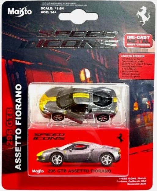 Maisto 2026 Speed Icons, Ferrari 296 GTB Assetto Fiorano, silver