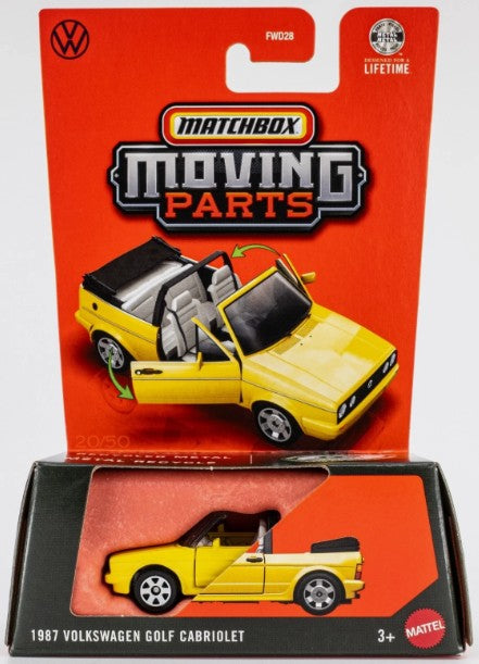 Matchbox 2026 Moving Parts, 1987 Volkswagen Golf Cabriolet, yellow