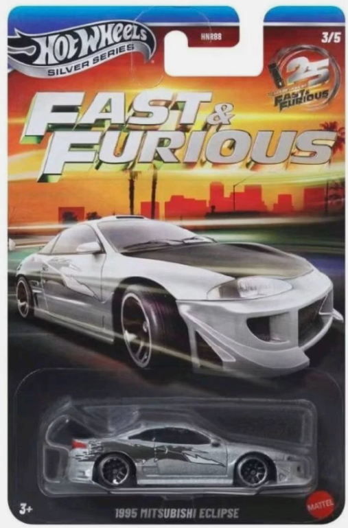 Hot Wheels 2026 Silver Series F&F Silver Anniversary 3/5, 1995 Mitsubishi Eclipse, silver